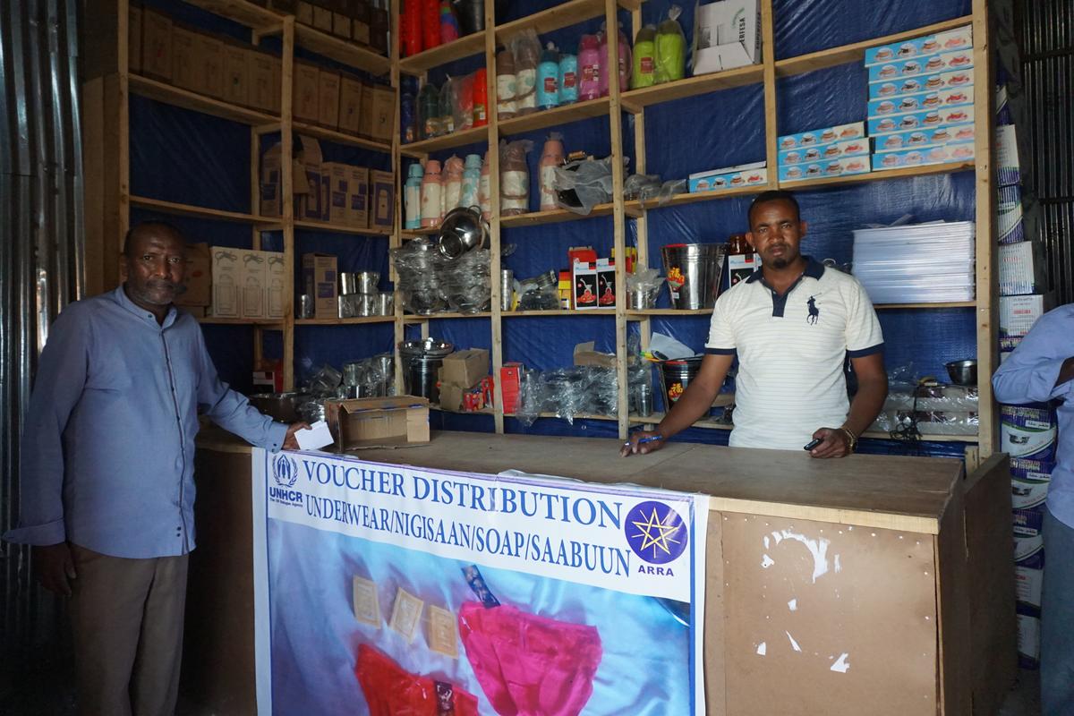 Ethiopia. Host community shop owner enjoys increase of business due to CBI interventions