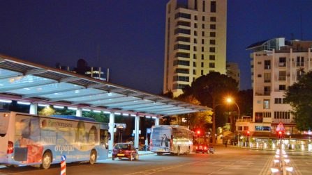 "Solomos Bus Station by Night, Nicosia, Cyprus" by NicosiaAutumn is licensed under CC Attribution-Share Alike 4.0 International license