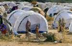 Somali refugees stand by their tents at Dadaab in north-west Kenya.