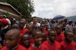 FC Barcelona President Joan Laporta surrounded by excited children at ...
