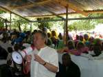 High Commissioner Guterres addresses refugees in Sam Ouandja camp.