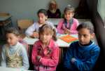 Female students at the school in Arsal, which is running a second shif...