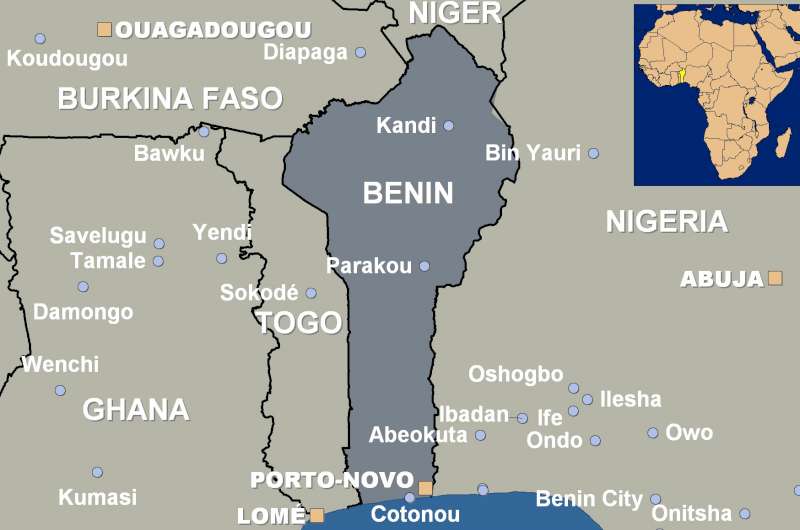 map of benin africa. Map of Benin