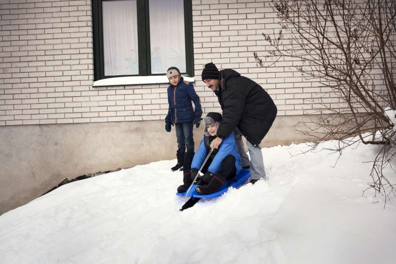 It does snow in Syria, but Mahmoud and his younger brother and sister may not have tried riding on a toboggan before. Many snow sports, including cross-country skiing, originated in Norway and the children will get a chance to learn more.