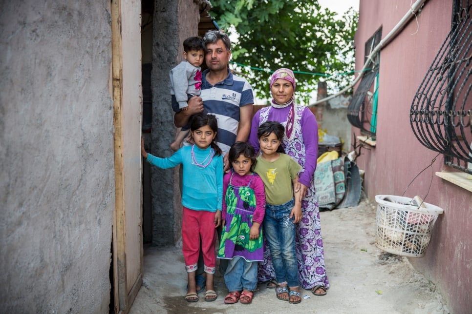 Mohammed, 37 and Firdos, 25, from Aleppo, live with their children in accommodation provided by Levent Topçu.