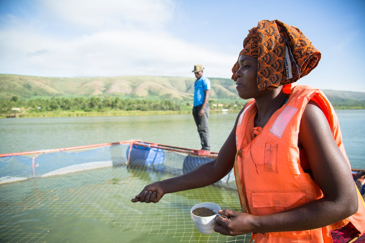 Uganda. Refugees and nationals run the first ever fish farm in Uganda
