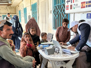 An Afghan returnee at the Encashment Center
