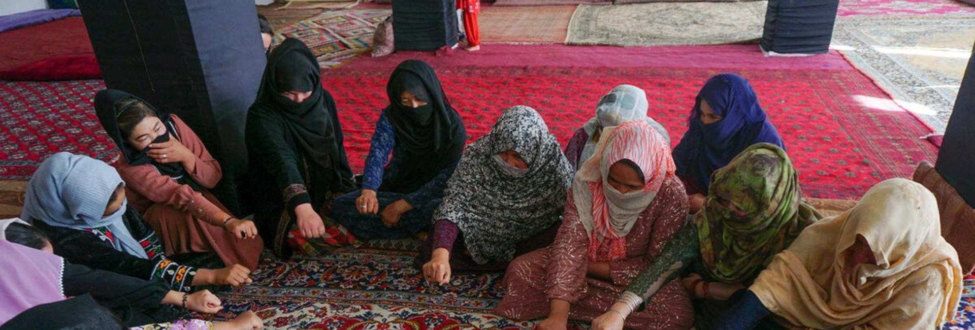 Women take part in a group counselling session at a mosque in Bamyan in Afghanistan's Central Highlands