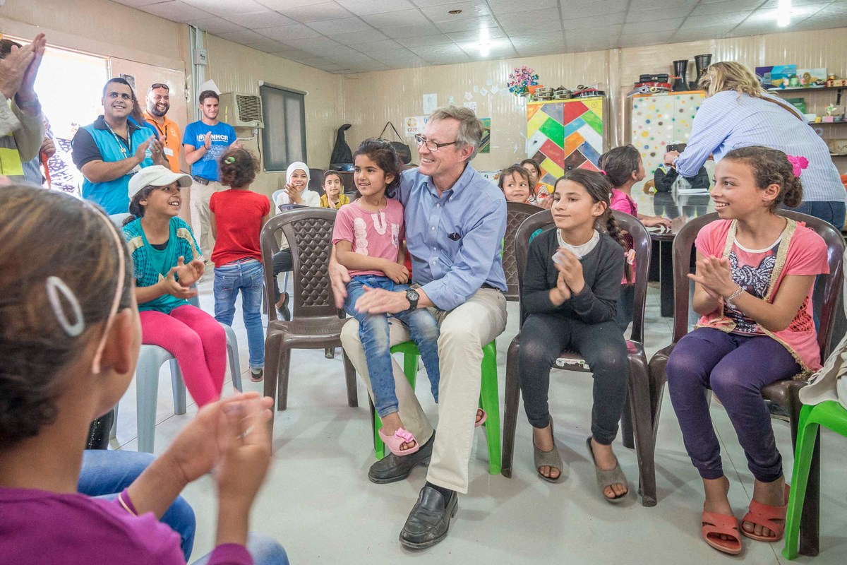 Jordan. Kelly Clements and Per Heggenes meet with the people of Azraq Refugee Camp.