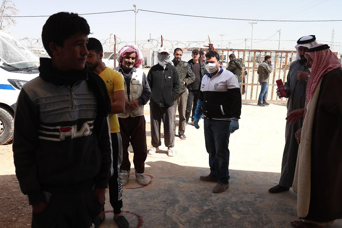Jordan. Social distancing measures at Za'atari camp to combat COVID-19