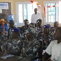 Local police officers and prison staff during a justice and human rights training in Jamjang, facilitated by UNHCR and the United Nations Mission in South Sudan (UNMISS) Bentiu Rule of Law and Correction Department and funded by KOICA.