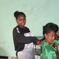 Kidist, formely displaced in Tigray, now back home and working at her salon in Alamata town, Ethiopia.