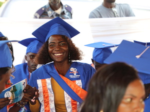 Hanuna Ismail at her graduation ceremony in the Ajuong Thok refugee camp in South Sudan