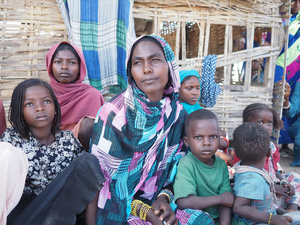 Newly arrived Sudanese refugee Asiya with her family in Birao, Central African Republic