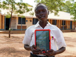 South Sudan. Makbula fled the conflict in Sudan in 2016 and now participating in the Instant Network Schools (INS) programme at her school