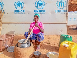 Burkina Faso. Internally displaced women making improved cooking stoves in Kaya