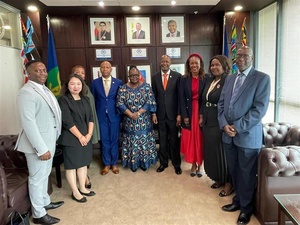 UNHCR and SADC delegations with the UNHCR Southern Africa Bureau Director, Chansa Kapaya, and Mr.  Elias M. Magosi, the Executive Secretary of the Southern African Development Community (SADC). They discussed key regional strategic issue and strengthening regional responses. 