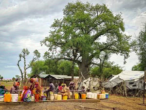 South Sudan. Solar-powered water points provide safe, reliable water for refugees and host community in Maban, South Sudan