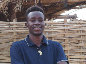 Central African Republic. Sudanese refugee and DAFI scholar Abdallah Abdelrahman Saleh in Korsi refugee neighbourhood