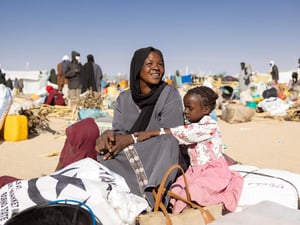 Chad. Sudanese refugees wait to be relocated from Tine to Touloum