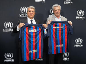 Switzerland. UNHCR and FC Barcelona jersey ceremony