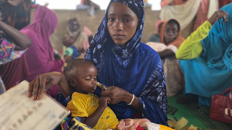 Chad. Mothers waiting for care for their malnourished children
