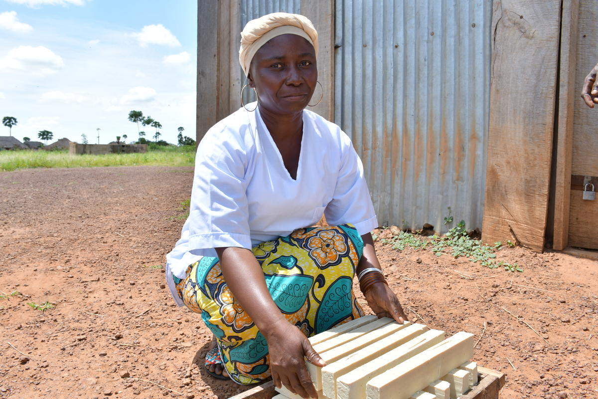 Democratic Republic of Congo. Refugees make soap to help fight COVID-19