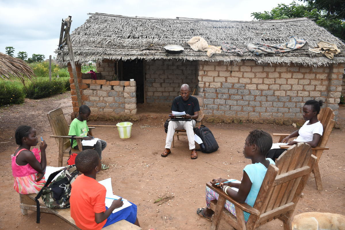 Democratic Republic of Congo. Refugee children home schooling for exams