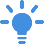An icon of a light bulb that lights up, representing an idea