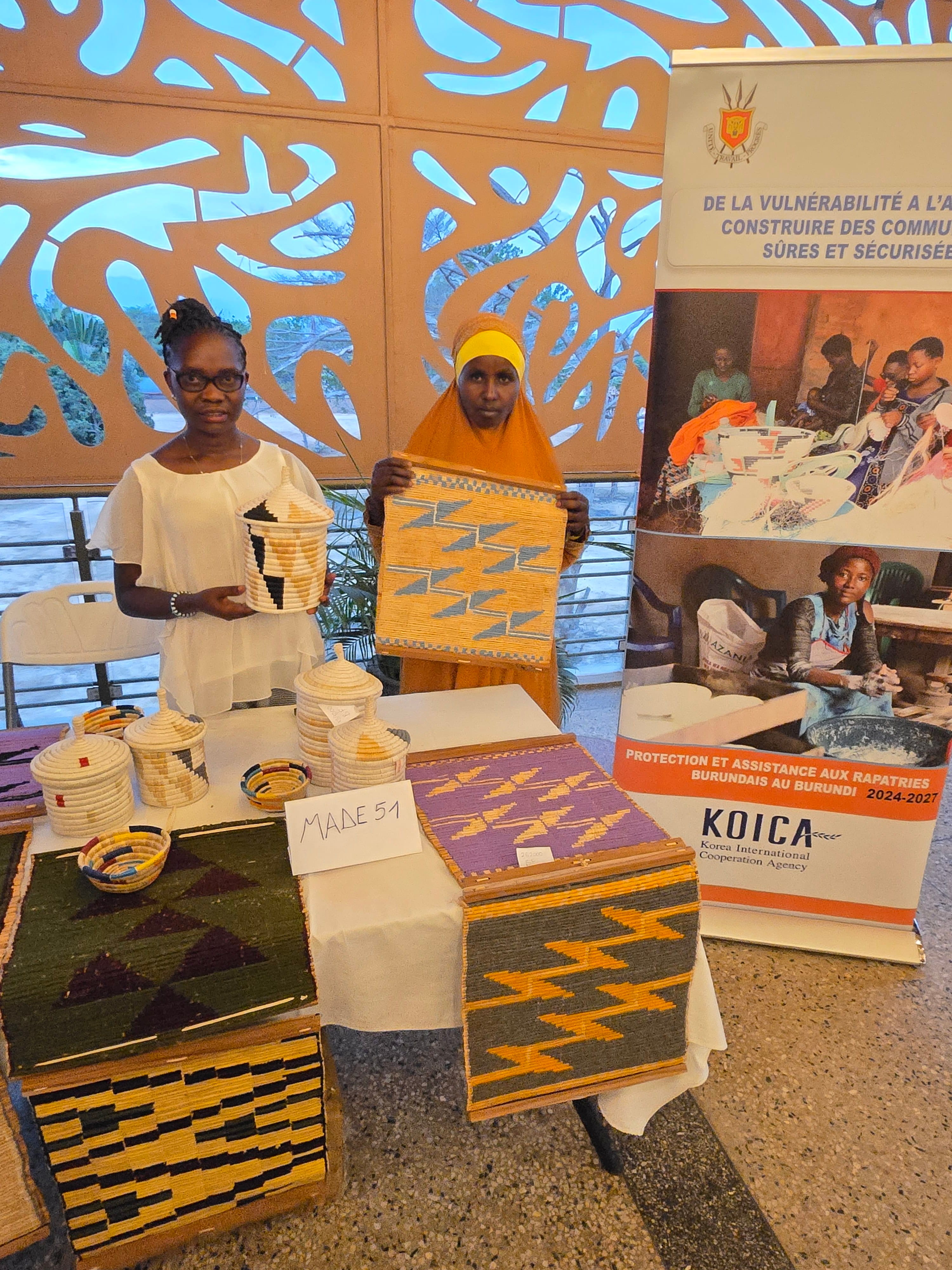 Refugee artisans showcasing their products at the learning event in Bujumbura.