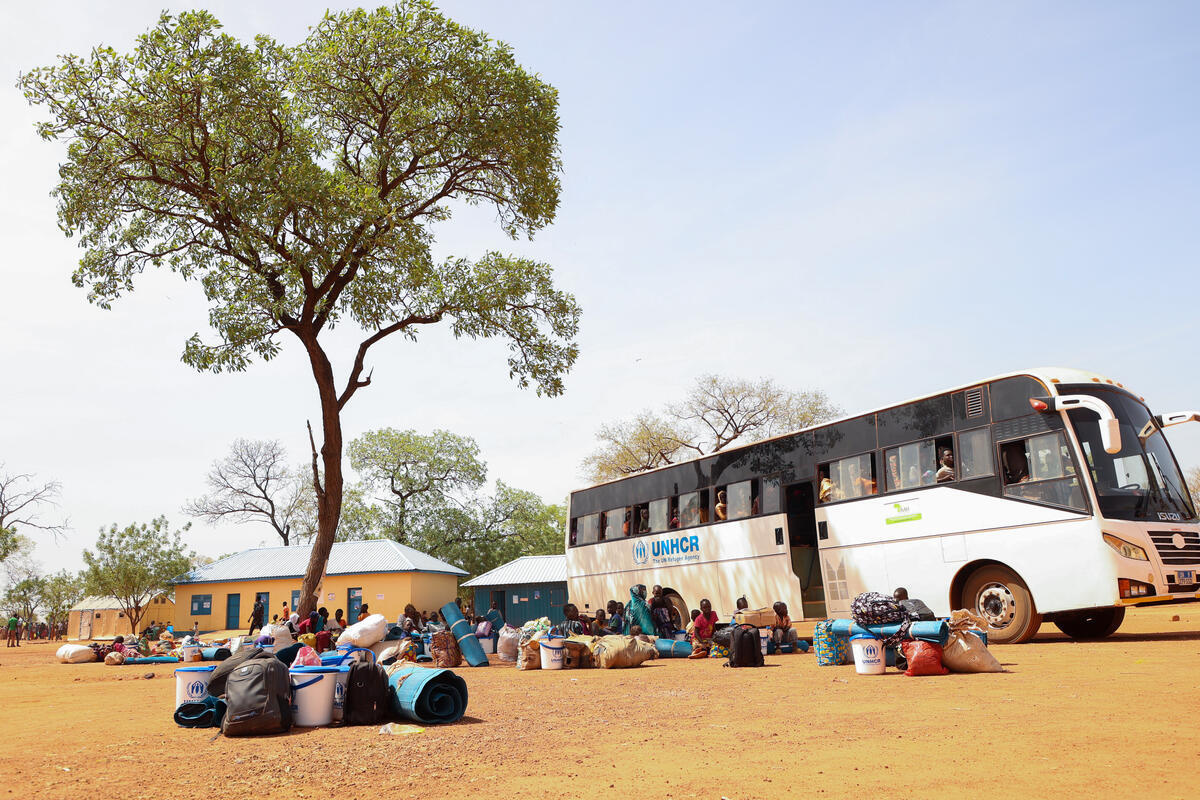 South Sudan. Newly arrived Sudanese refugees transported from transit reception centres to refugee sites