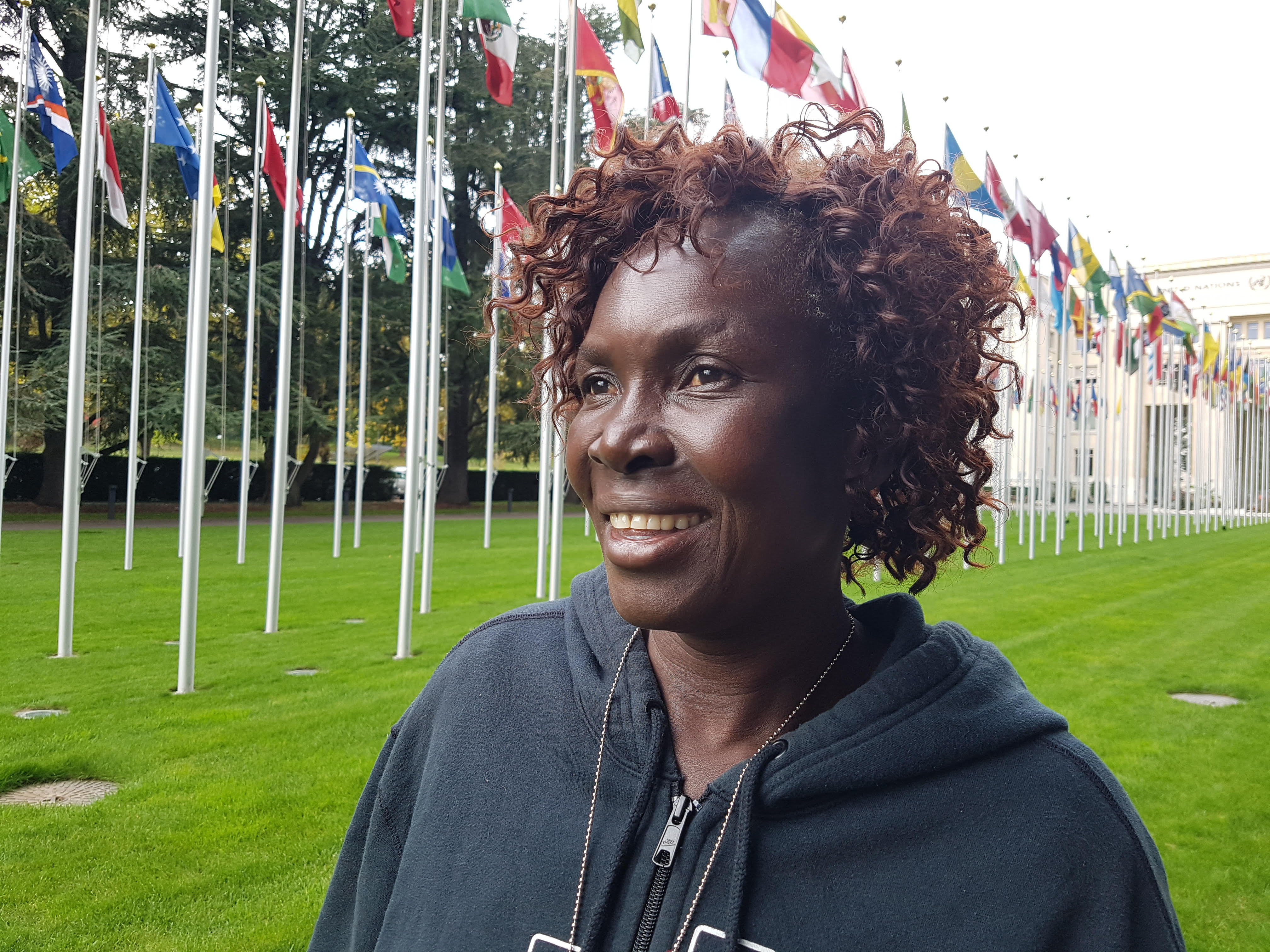 Milly Lagu at the Palais des Nations in Geneva, Switzerland