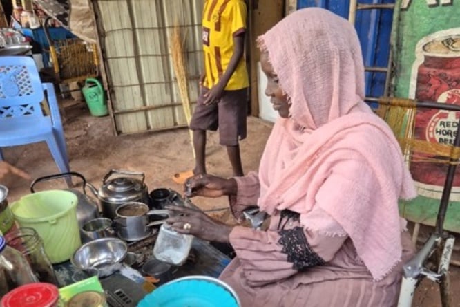 Fatuma Eunice at her teashop in Ajoung Thok market, South Sudan.