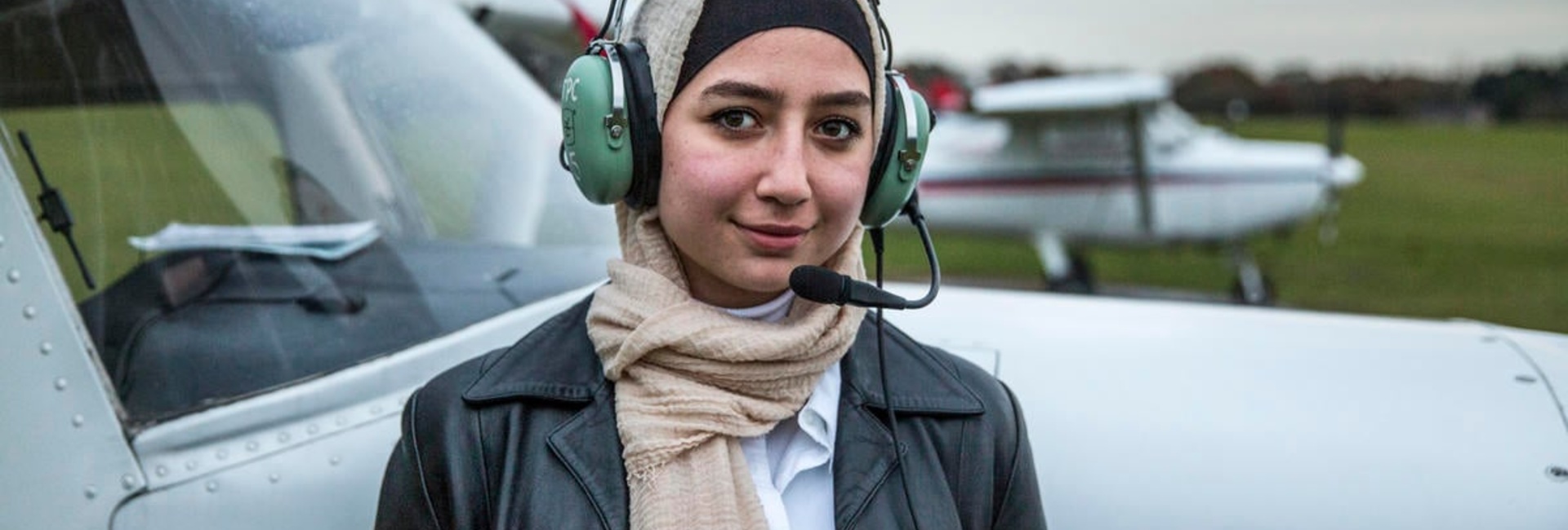 United Kingdom. Young Syrian refugee learns to fly