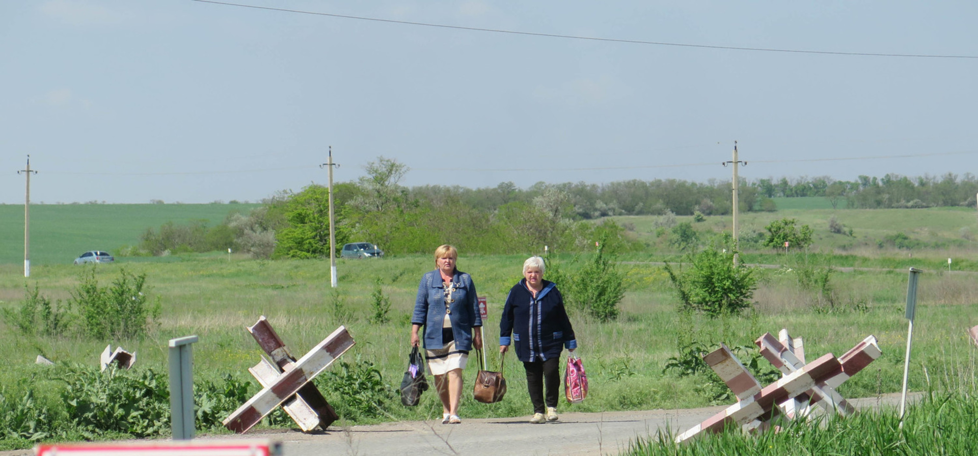 Ukraine. Crossing the unofficial border in the conflict zone