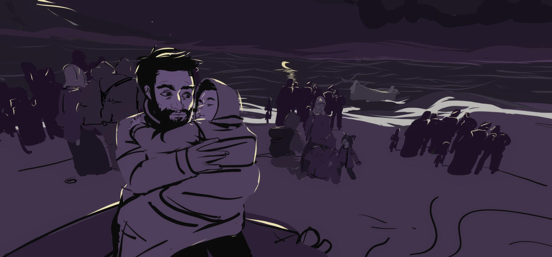 United Kingdom. Stills from 'Sea Prayer', a VR project by UNHCR Goodwill Ambassador Khaled Hosseini and The Guardian in collaboration with UNHCR