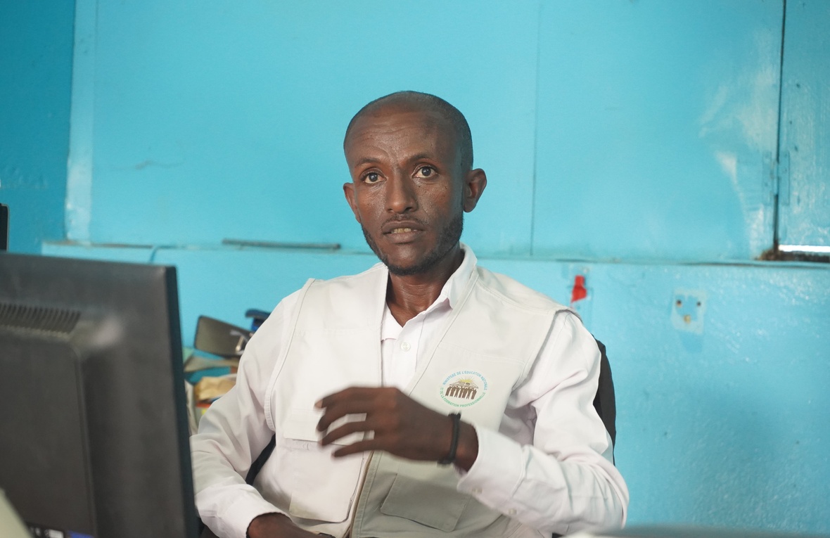Tekle at one of the schools he teaches at in the Ali Addeh refugee village in Djibouti