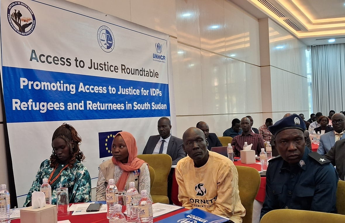 UNHCR and local justice actors in South Sudan participate in discussions during the Annaul National Access to Justice roundtable forum in Juba.
