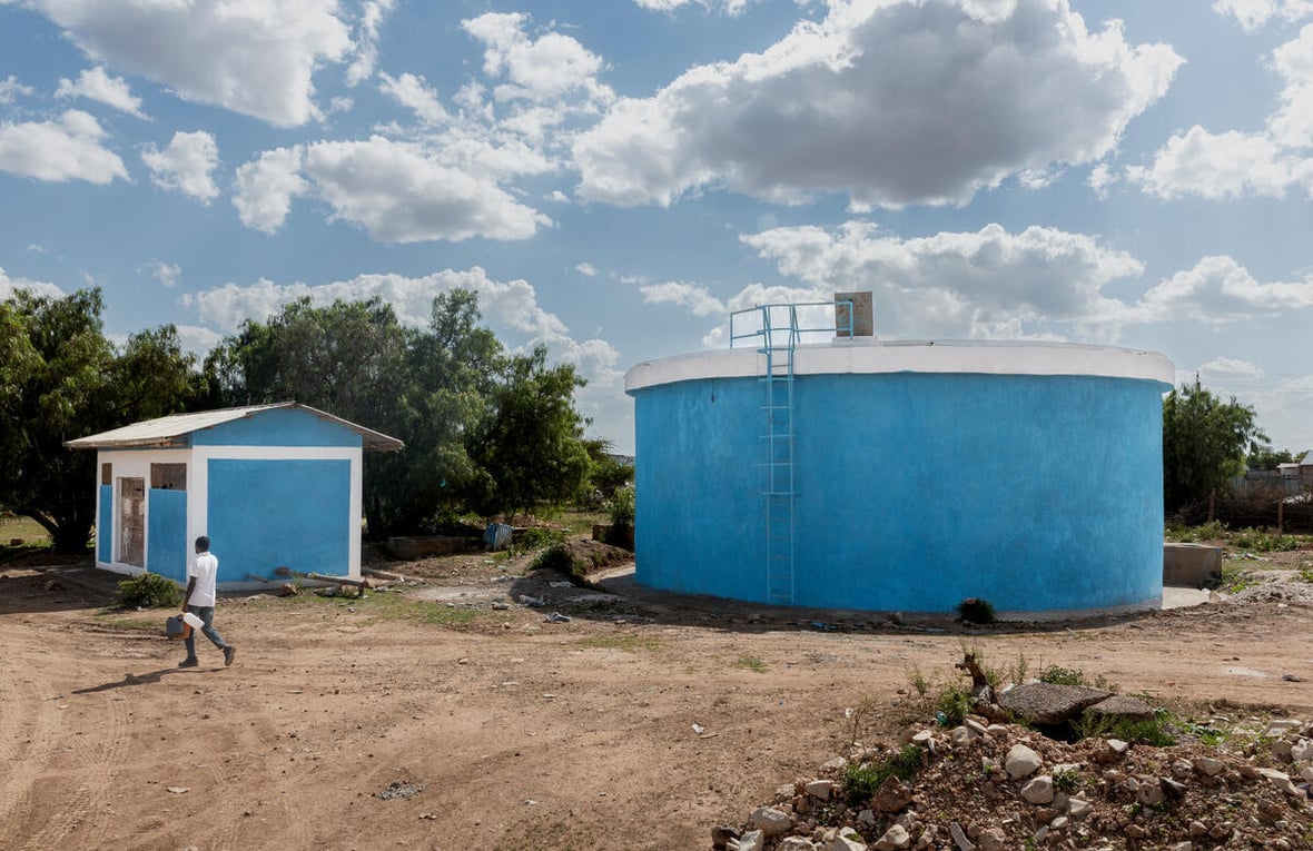 A water reservoir in Kebribeyah, Ethiopia, upgraded through the KfW-supported R-WASH project.