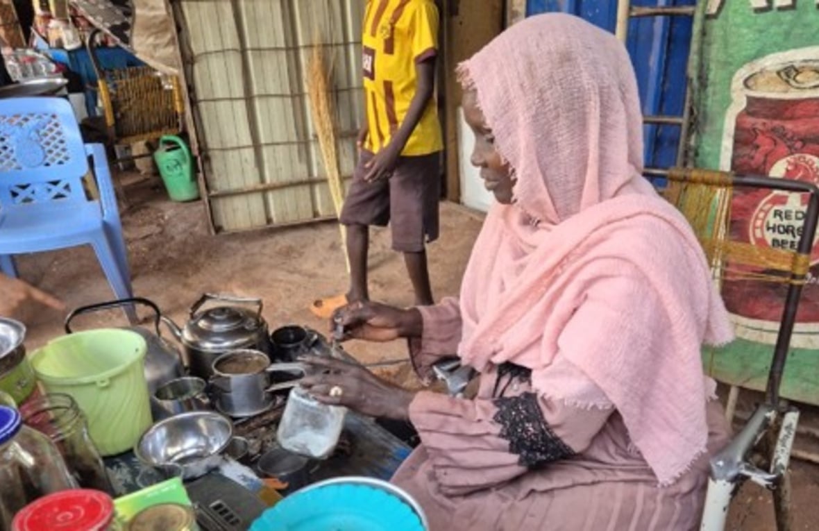Fatuma Eunice at her teashop in Ajoung Thok market, South Sudan.