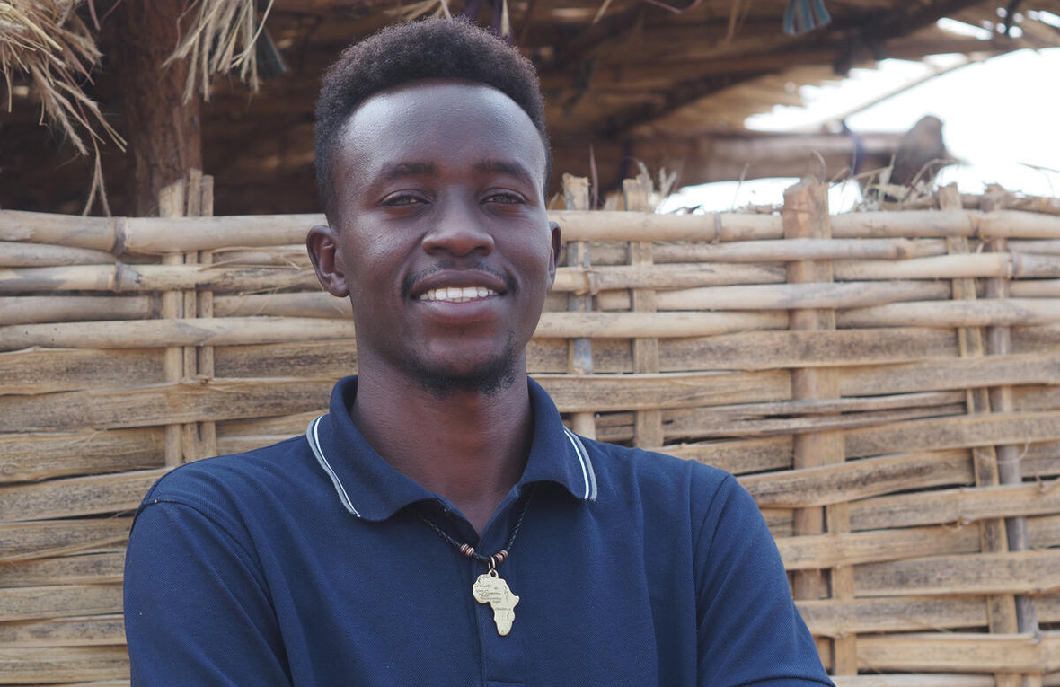Central African Republic. Sudanese refugee and DAFI scholar Abdallah Abdelrahman Saleh in Korsi refugee neighbourhood