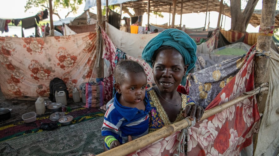 South Sudanese returnee and mother-of-six, Elisa, at the Bulukat transit site in Malakal, Upper Nile State, South Sudan.