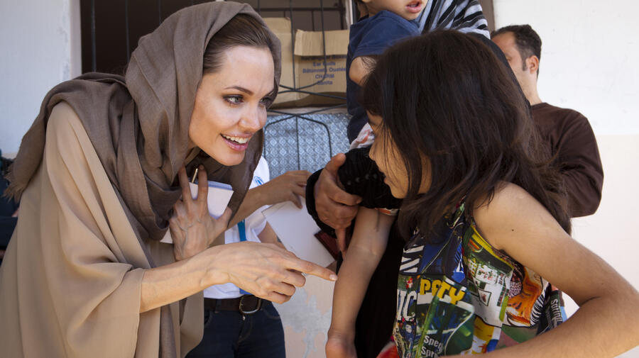 UNHCR Special Envoy Angelina Jolie meets today with a young Syrian refugee in the Bekaa Valley, Lebanon.