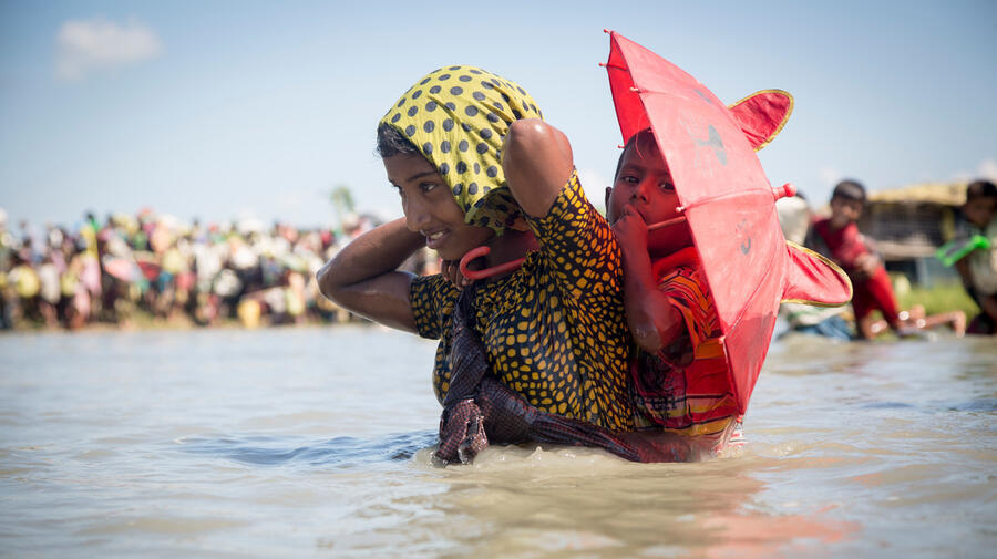 Bangladesh. Thousands of new Rohingya refugee arrivals crossing the border from Myanmar