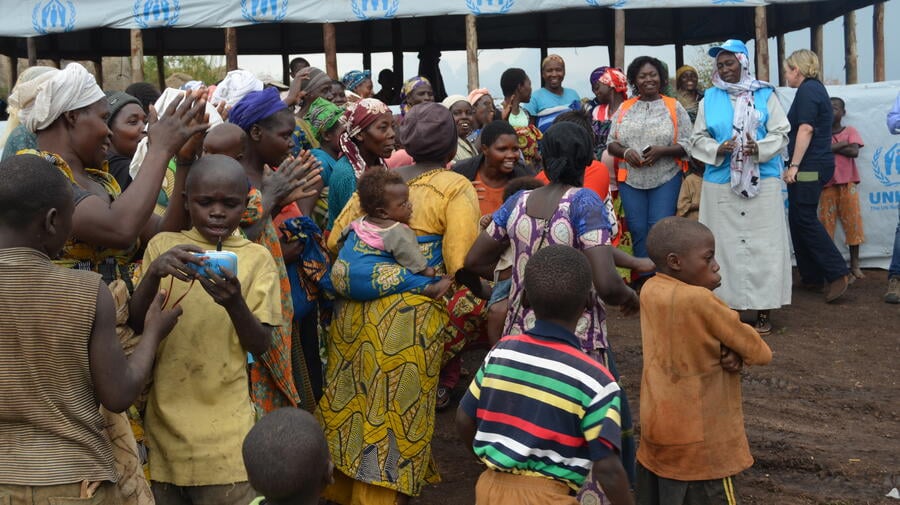 Newly arrived Congolese refugees in Kyaka II settlement