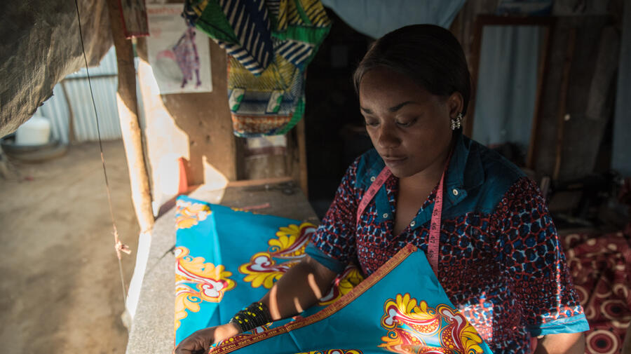 Esperanza is a refugee fashion designer from the Democratic Republic of the Congo.