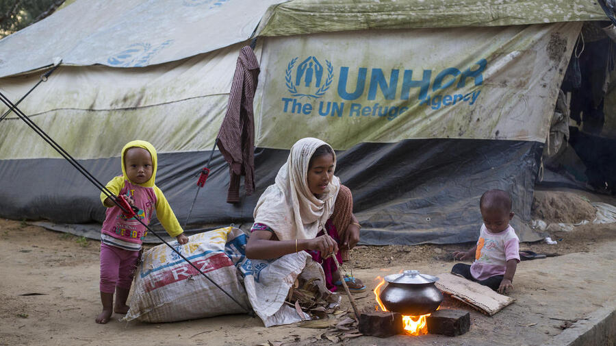 Bangladesh. New arrivals at UNHCR Transit Centre