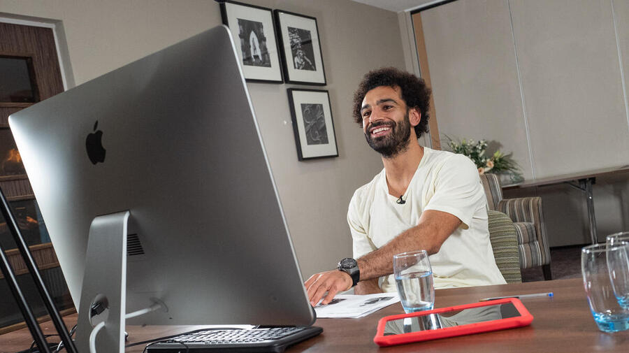 Egypt. Liverpool striker Mo Salah pays a virtual visit to refugees and local children in Egypt