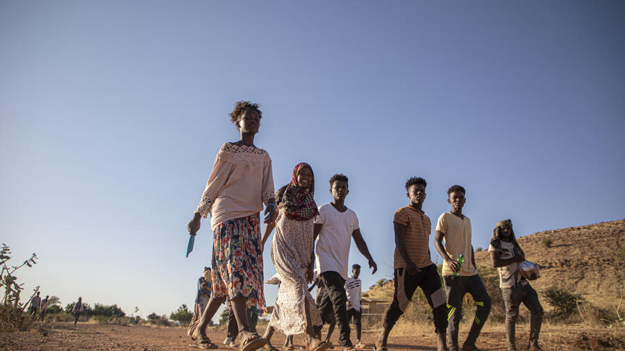 Sudan. Refugees from Ethiopia arrive seeking shelter, food and safety.