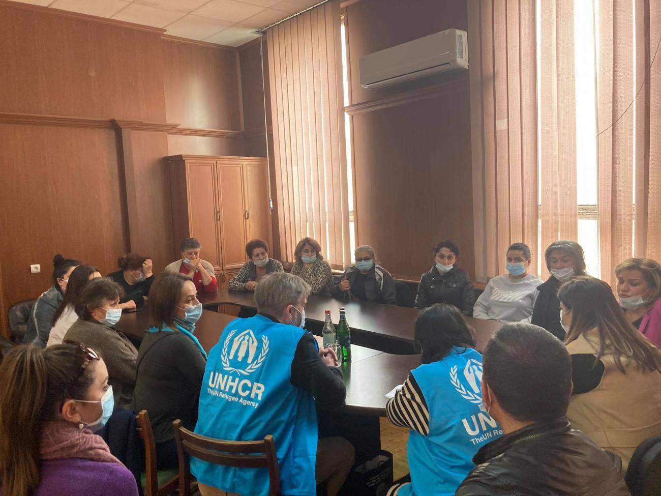UNHCR staff at the meeting with a group of 25 displaced women from NK. Photo: © Metsamor Municipality